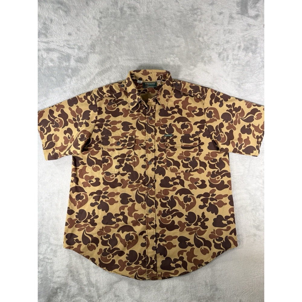 Wolverine Shirt Mens XL Camo Button Up Short Sleeve Vintage Made In USA